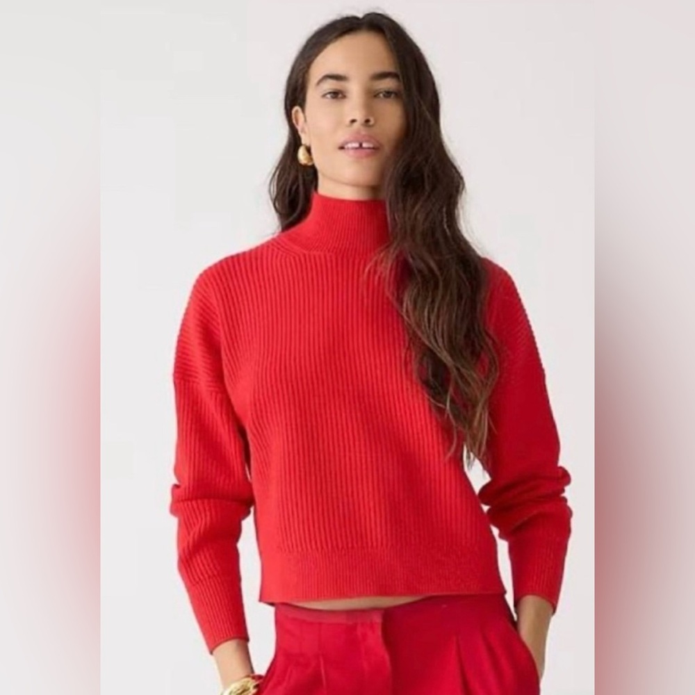 NWOT J. Crew Ribbed Turtleneck Sweater Size XS Red